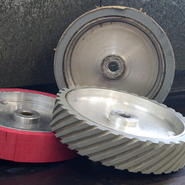 Various stages of contact wheel manufacturing